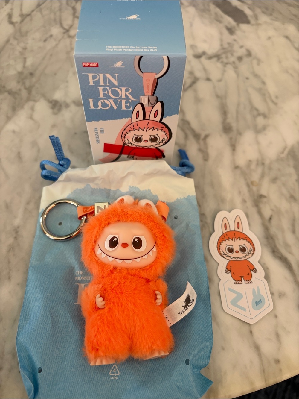 Pop Mart Pin For Love Orange Z Furry Keychain Pendant